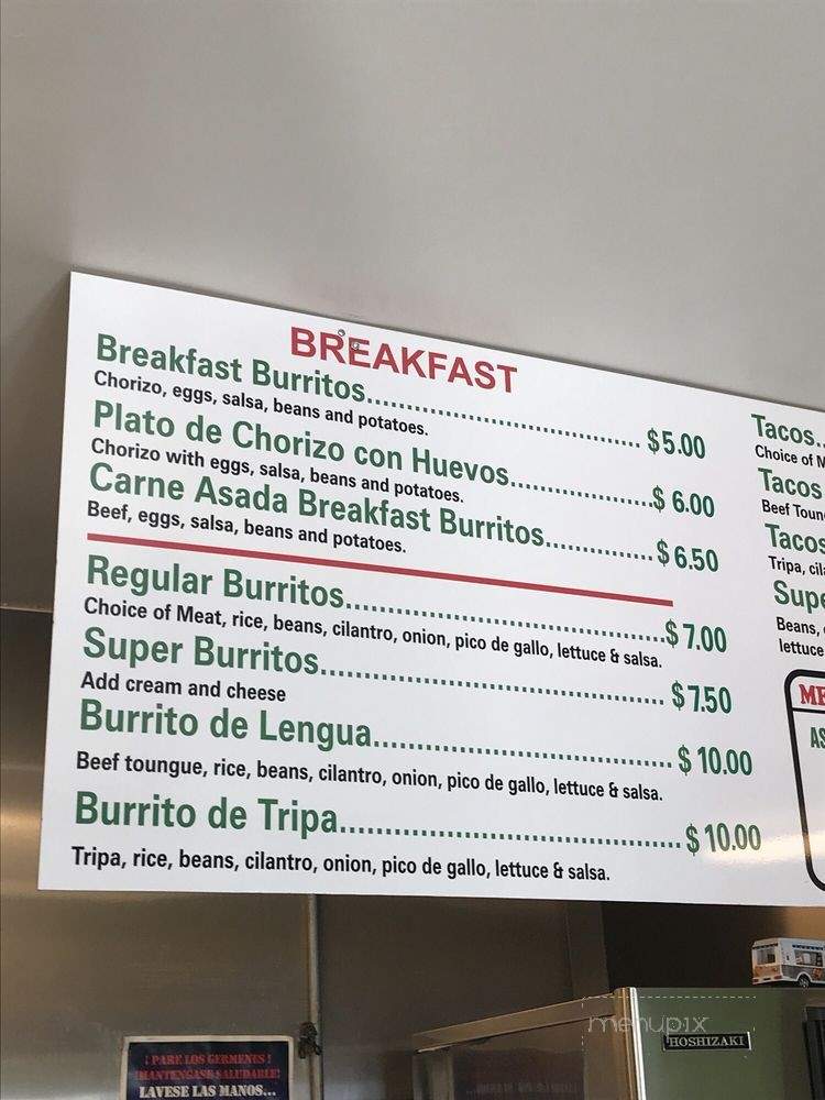 Taqueria Panchita - Dixon, CA menu_pic