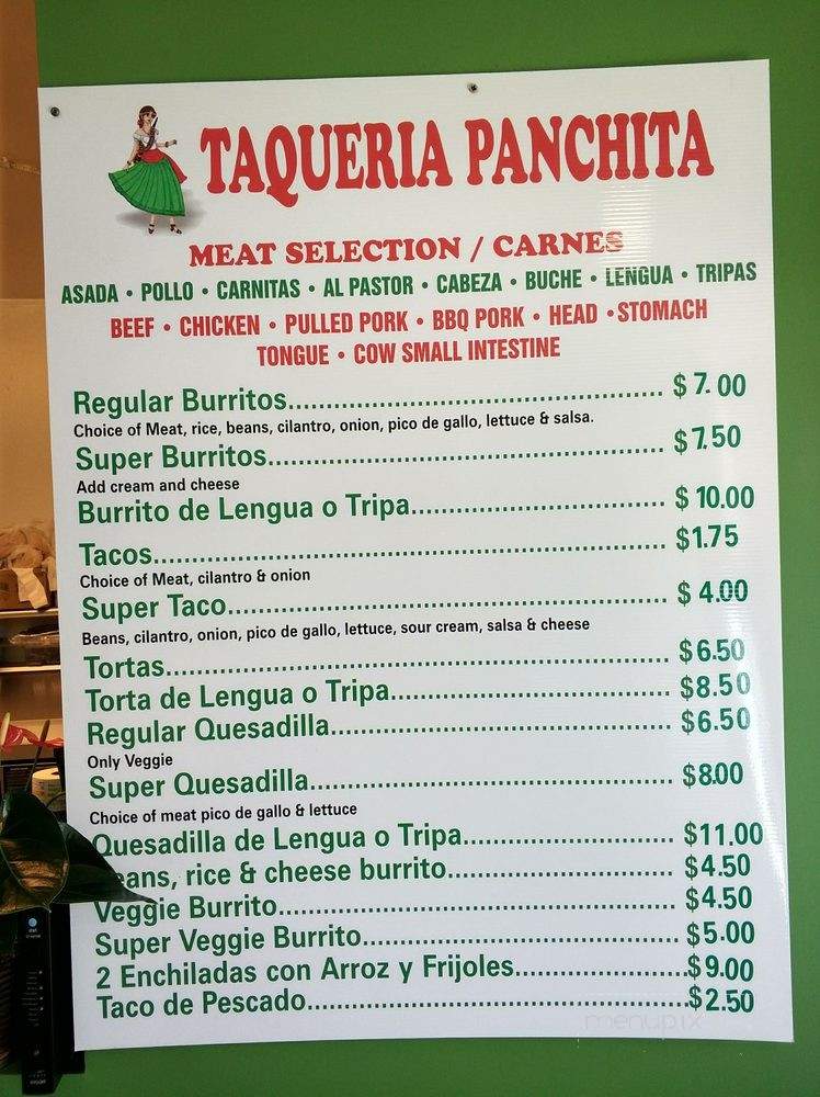 Taqueria Panchita - Dixon, CA menu_pic
