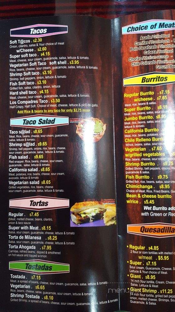 Taqueria Los Compadres - Elk Grove, CA menu_pic