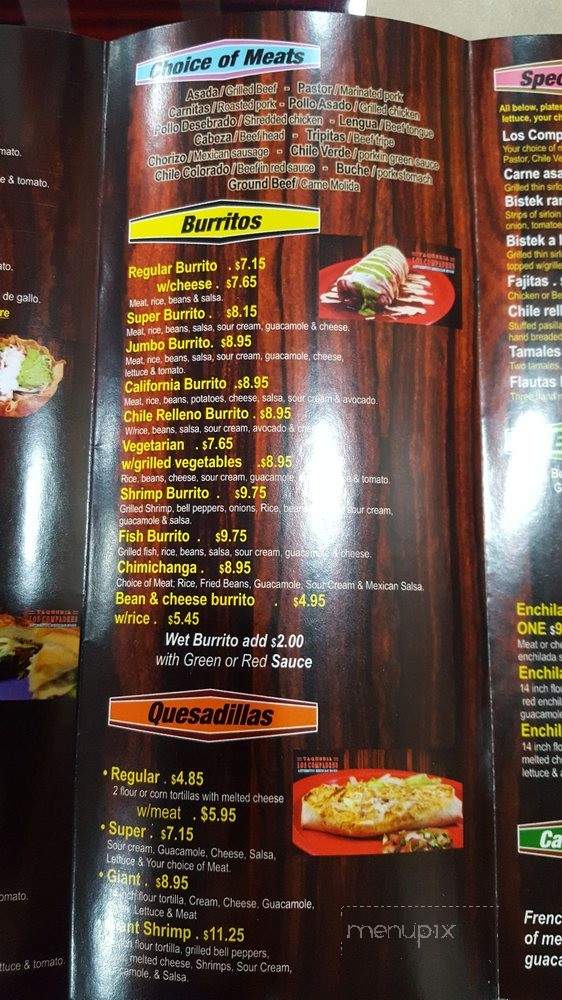 Taqueria Los Compadres - Elk Grove, CA menu_pic