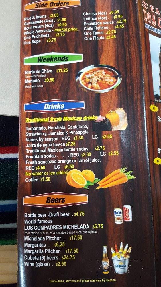 Taqueria Los Compadres - Elk Grove, CA menu_pic