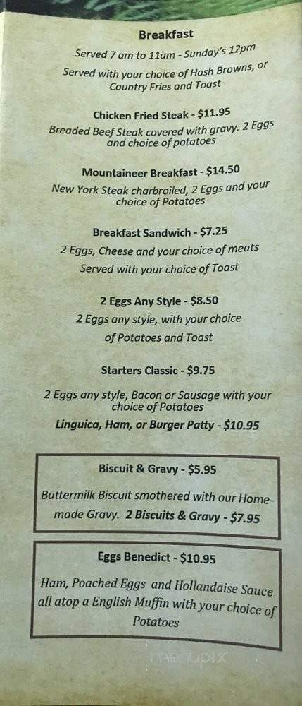 The Mountain Grille - Pioneer, CA menu_pic