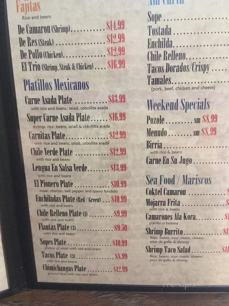 La Frontera Bar And Grill - Woodland, CA menu_pic