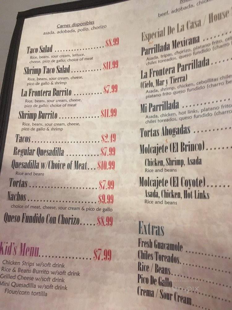 La Frontera Bar And Grill - Woodland, CA menu_pic