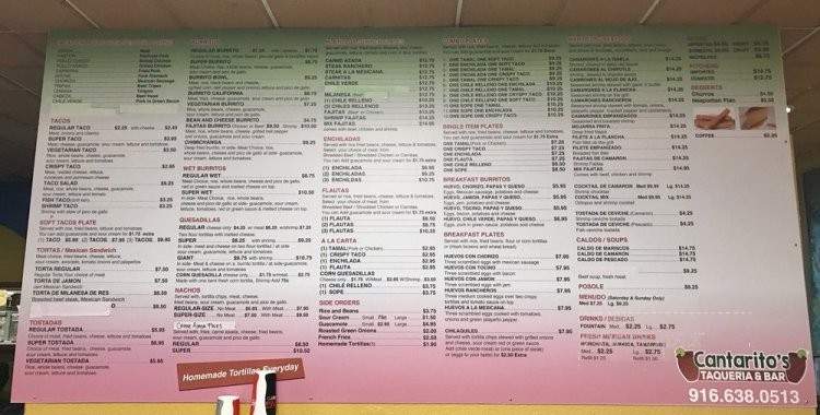 Cantarito's Taqueria & Bar - Rancho Cordova, CA menu_pic