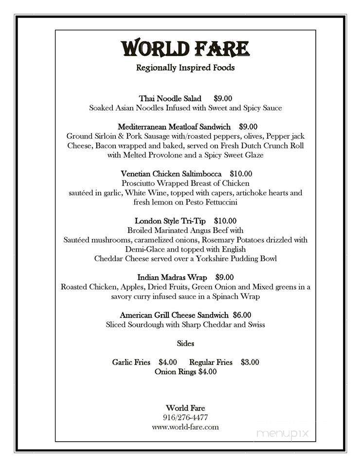 Old Hangtown Beer Works - Rancho Cordova, CA menu_pic