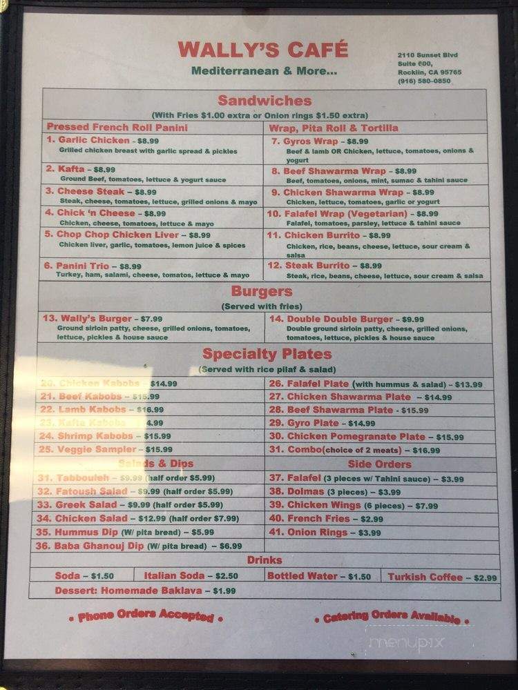 Wally's Cafe - Rocklin, CA menu_pic