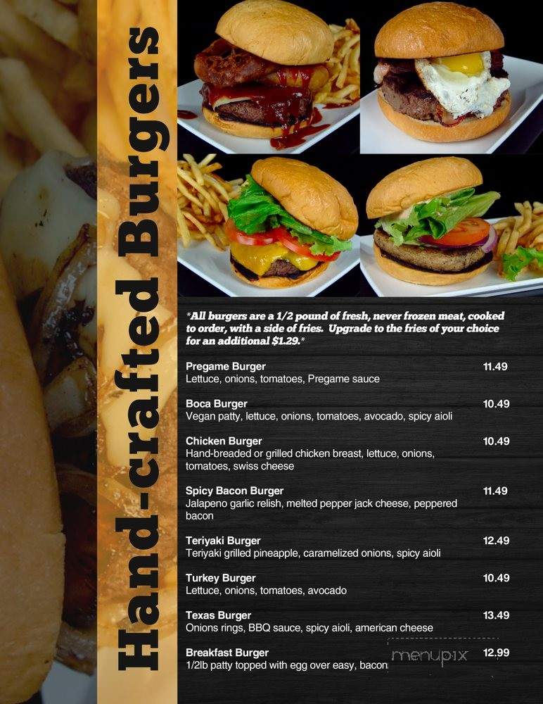 Pregame Burgers & Beer - Sacramento, CA menu_pic
