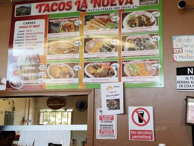 Tacos La Nueva - Sacramento, CA menu_pic