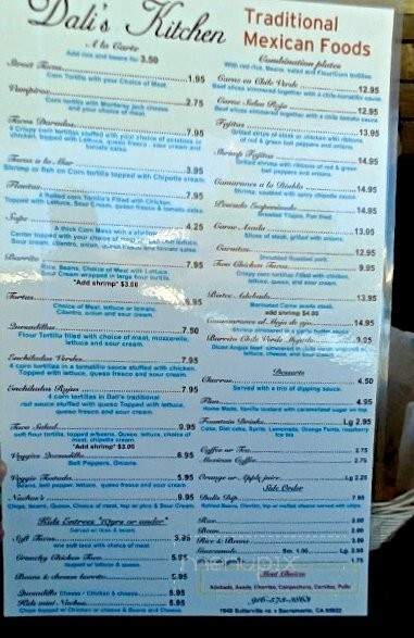 Dali's Kitchen - Sacramento, CA menu_pic