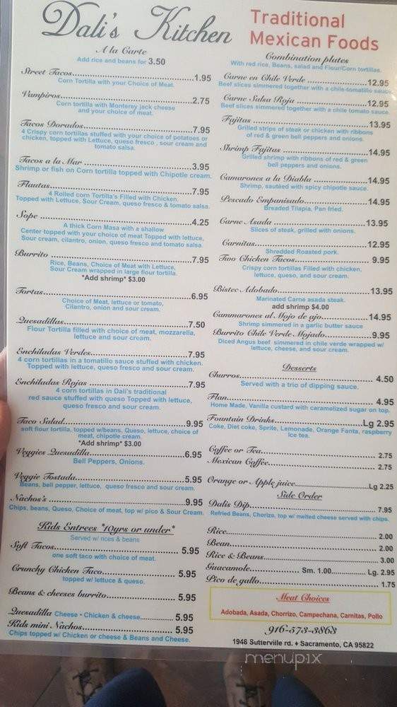 Dali's Kitchen - Sacramento, CA menu_pic