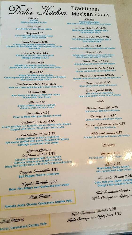 Dali's Kitchen - Sacramento, CA menu_pic