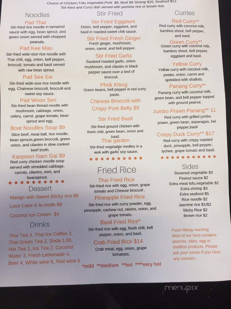 P Thai Eatery - Sacramento, CA menu_pic