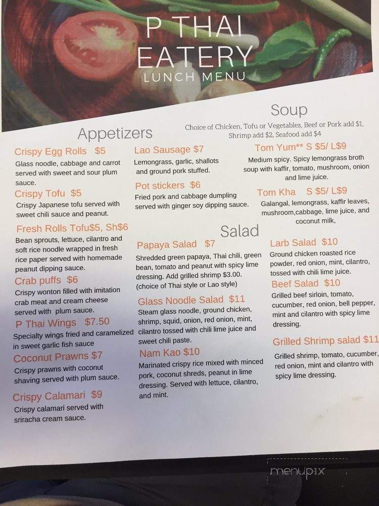 P Thai Eatery - Sacramento, CA menu_pic