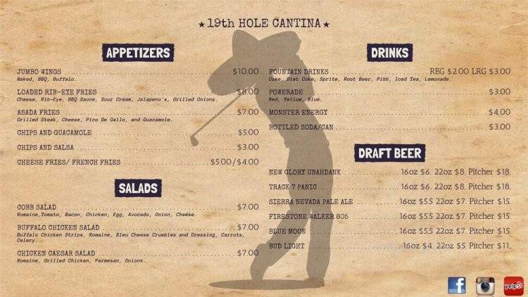 19th Hole Cantina Restaurant - Sacramento, CA menu_pic
