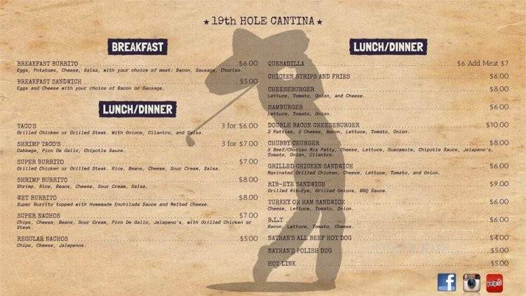19th Hole Cantina Restaurant - Sacramento, CA menu_pic