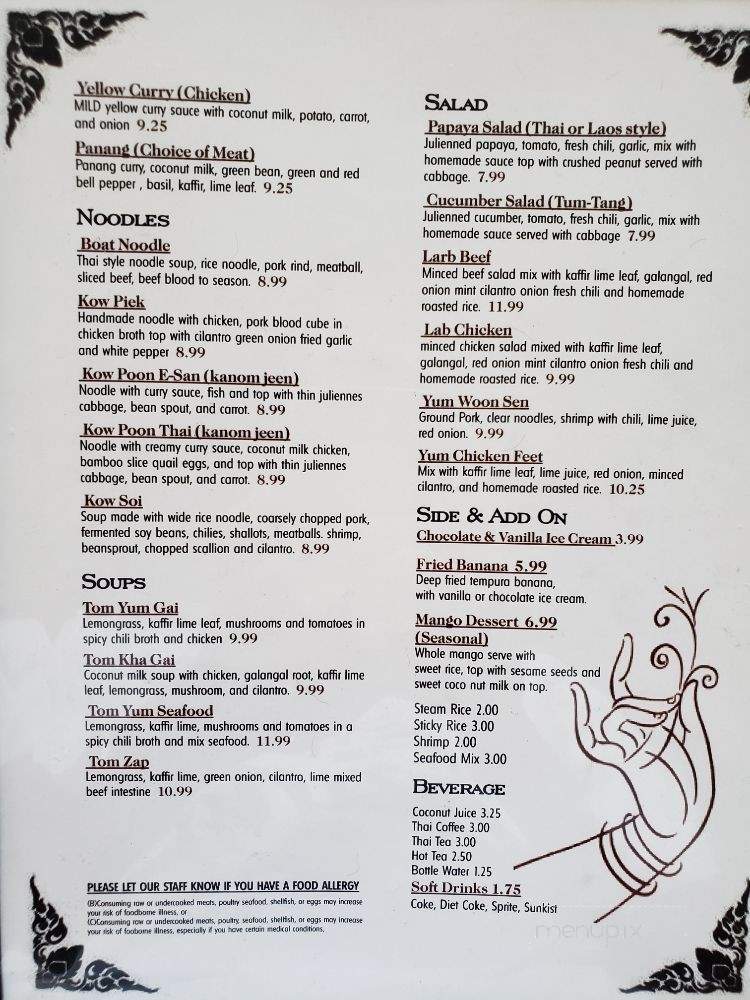 Bangkok Thai - Sacramento, CA menu_pic