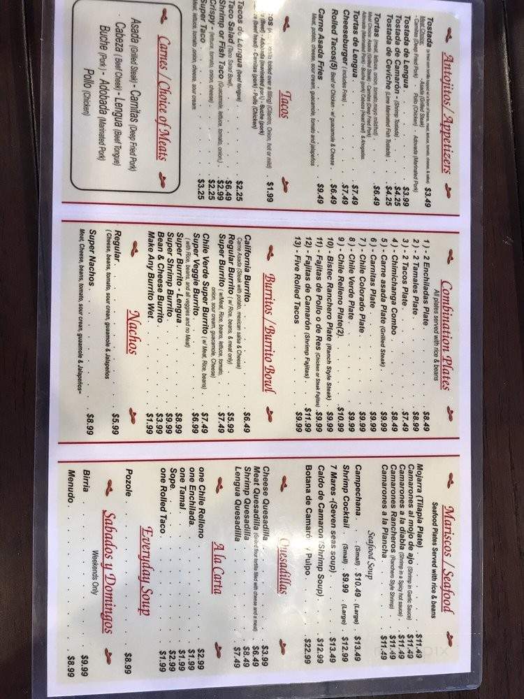 Taqueria Zapotlanejo - Sacramento, CA menu_pic