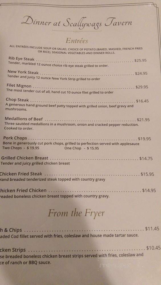 Scallywags Tavern - Smartsville, CA menu_pic