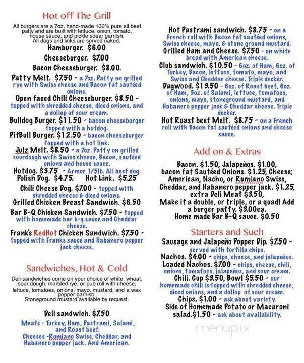 Bubba's Place - Willows, CA menu_pic