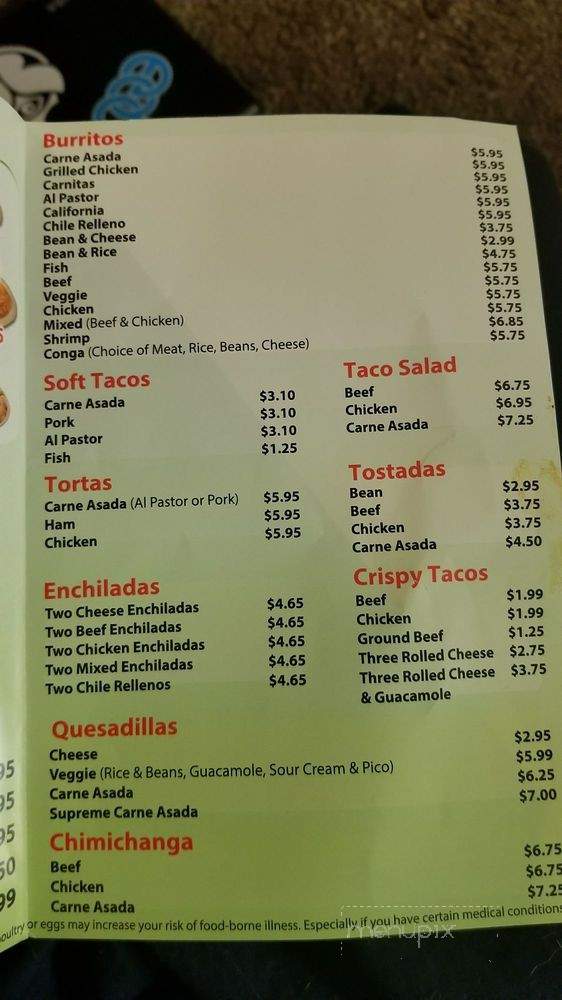Raliberto's Taco Shop - Redding, CA menu_pic