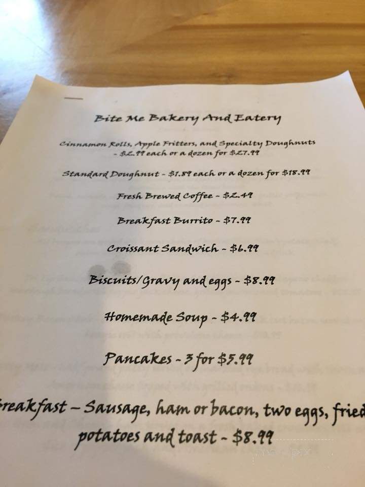 Bite Me Bakery and Eatery - Chester, CA menu_pic