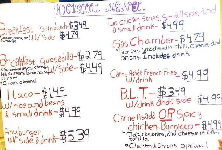 El Cuatrero - Susanville, CA menu_pic