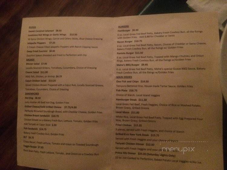 Mehe's Ka'u Bar & Grill - Ocean View, HI menu_pic