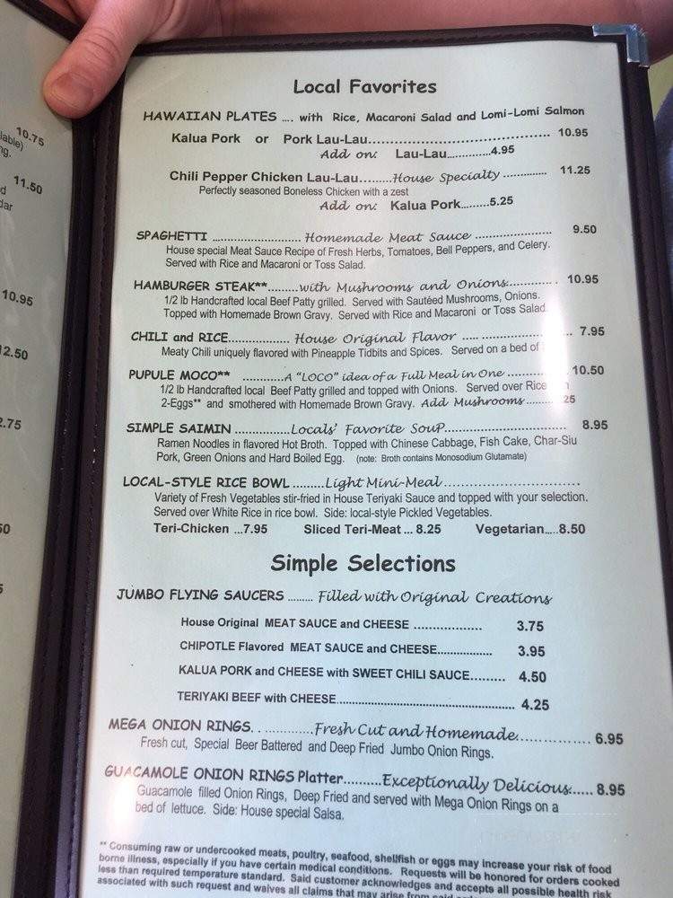 Pa'ina Pono Cafe - Eleele, HI menu_pic