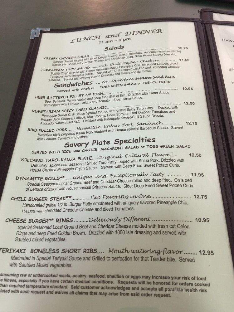Pa'ina Pono Cafe - Eleele, HI menu_pic