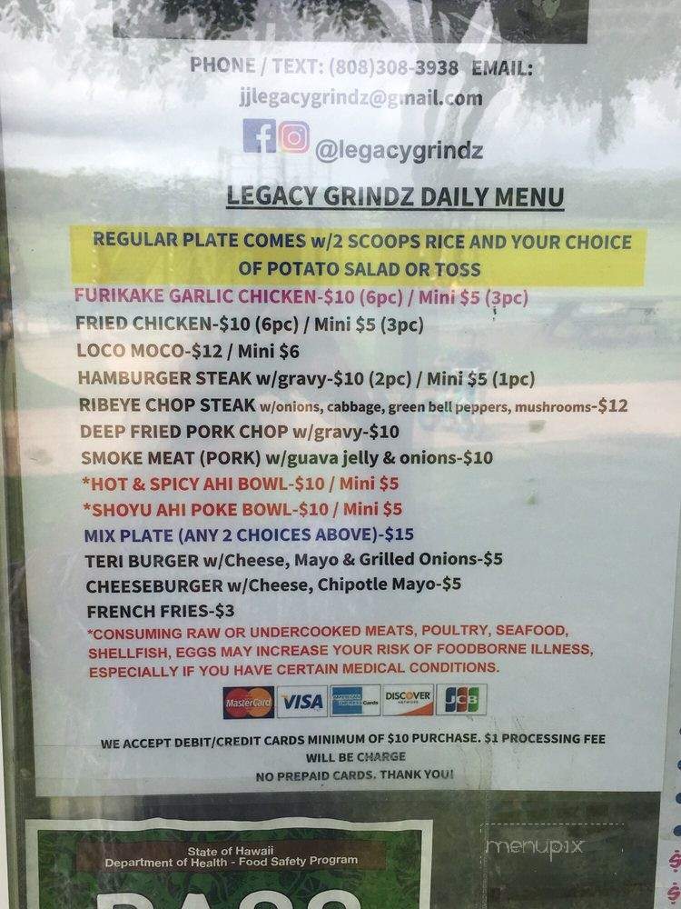 Legacy Grindz - Kapolei, HI menu_pic