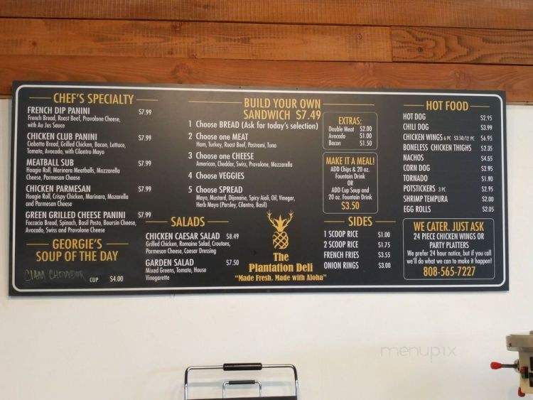 The Plantation Deli - Lanai City, HI menu_pic