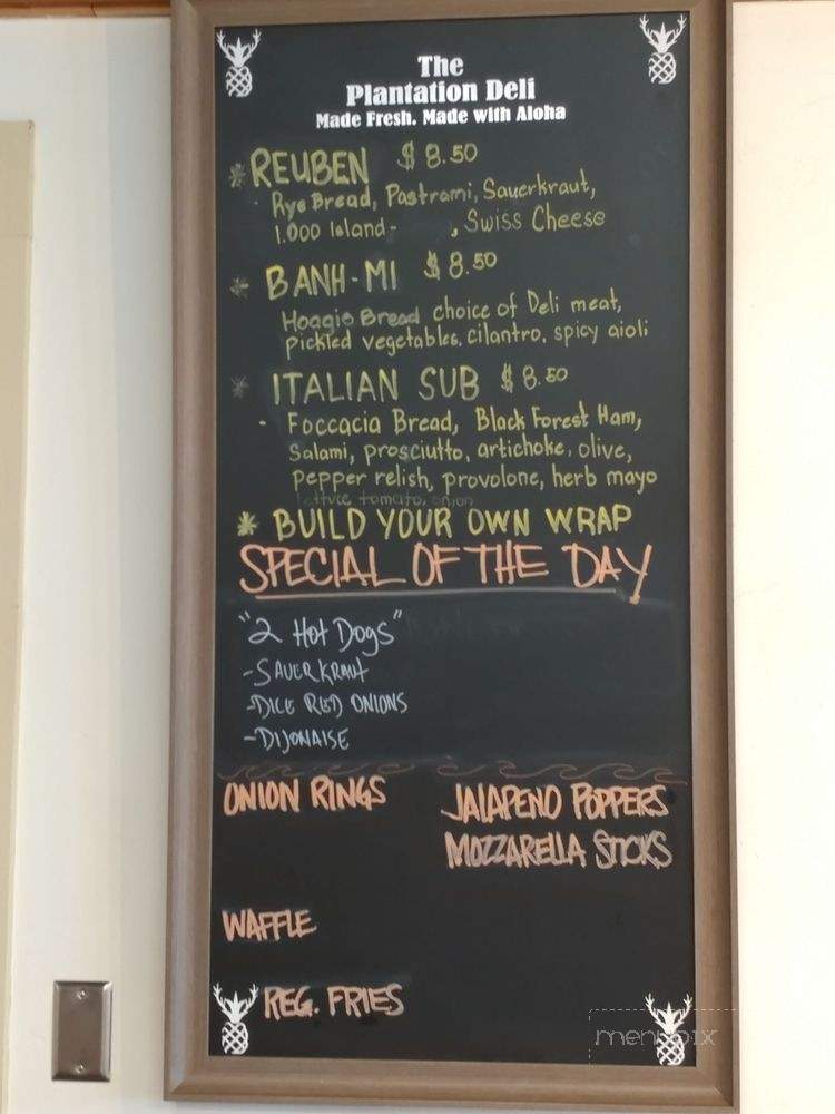 The Plantation Deli - Lanai City, HI menu_pic