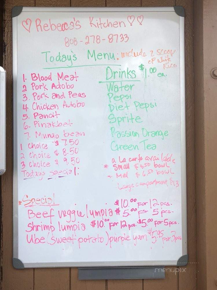 Rebecca's Kitchen - Kaumakani, HI menu_pic