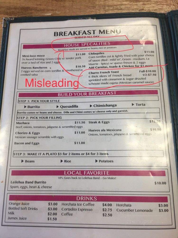 Barrio Cafe - Wahiawa, HI menu_pic