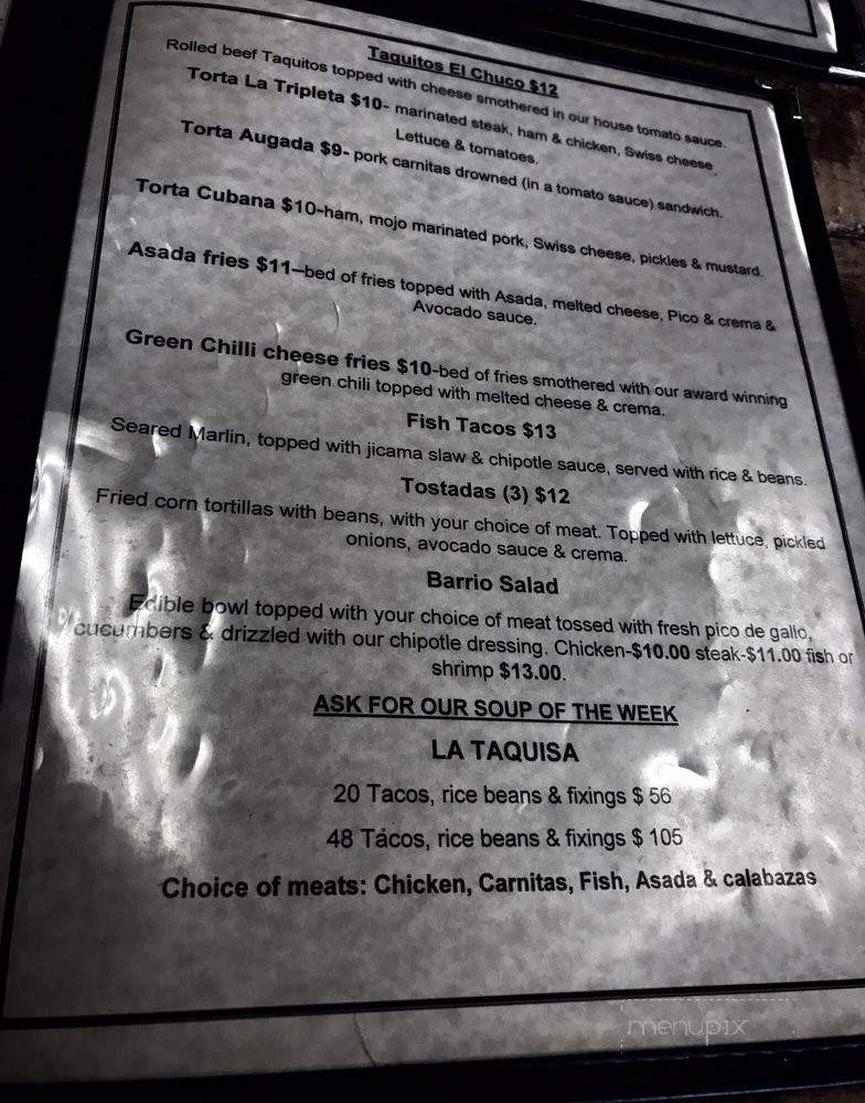 Barrio Cafe - Wahiawa, HI menu_pic