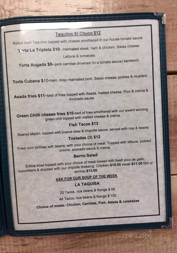 Barrio Cafe - Wahiawa, HI menu_pic