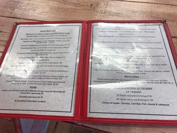 Barrio Cafe - Wahiawa, HI menu_pic