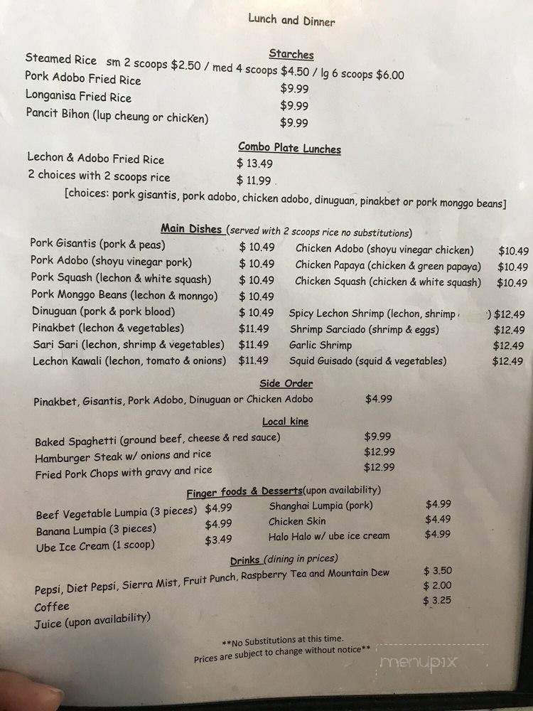 Ma Luna's Restaurant - Waianae, HI menu_pic