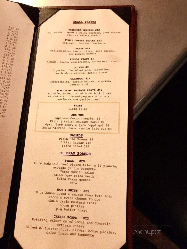 The Hi Brau Room - Honolulu, HI menu_pic