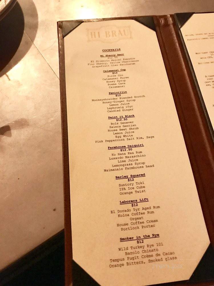 The Hi Brau Room - Honolulu, HI menu_pic