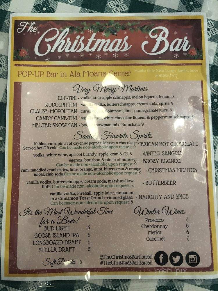 The Christmas Bar - Honolulu, HI menu_pic
