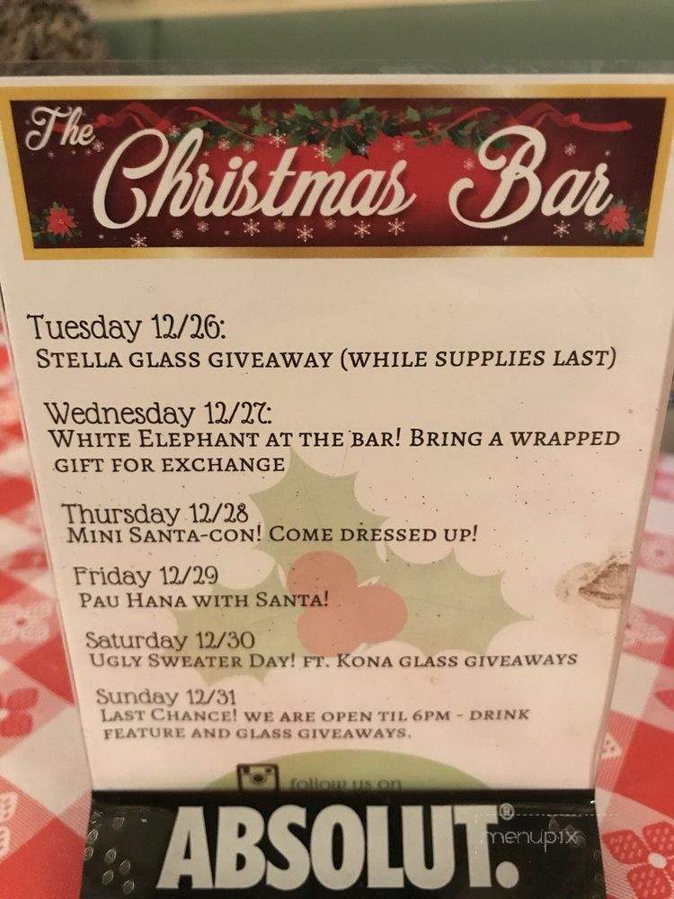 The Christmas Bar - Honolulu, HI menu_pic