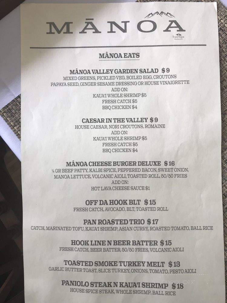 Wailele Manoa - Honolulu, HI menu_pic