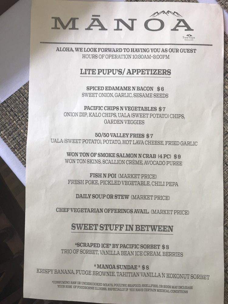 Wailele Manoa - Honolulu, HI menu_pic