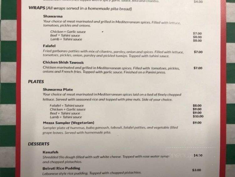 Cedar's Lebanese Kitchen - Aloha, OR menu_pic