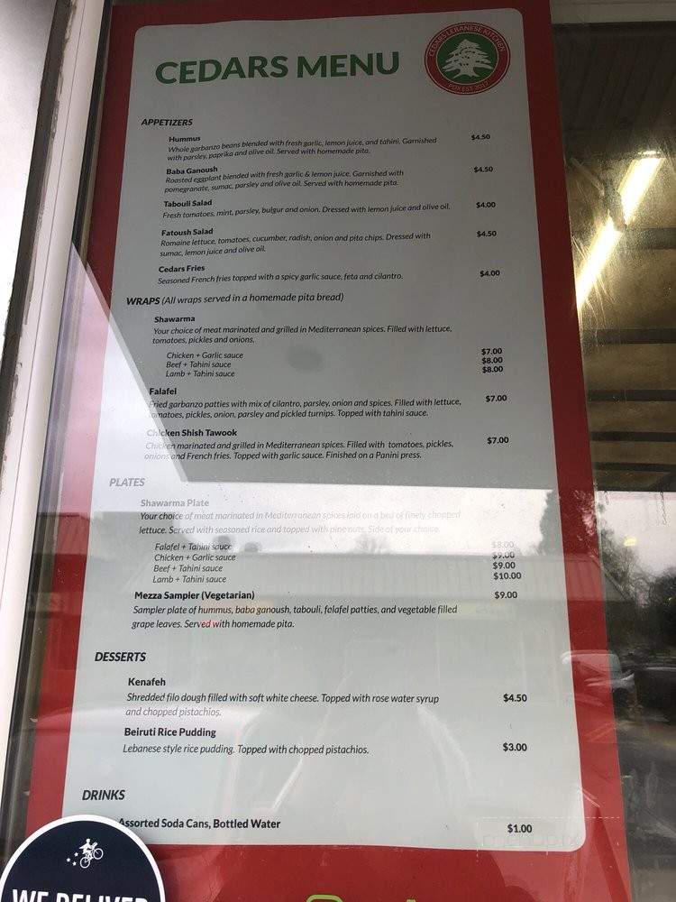 Cedar's Lebanese Kitchen - Aloha, OR menu_pic