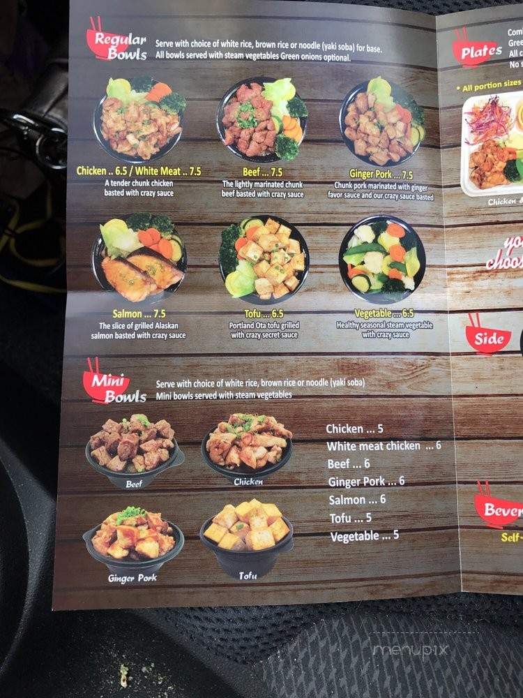 Crazy Bowl Asian Grill - Clackamas, OR menu_pic