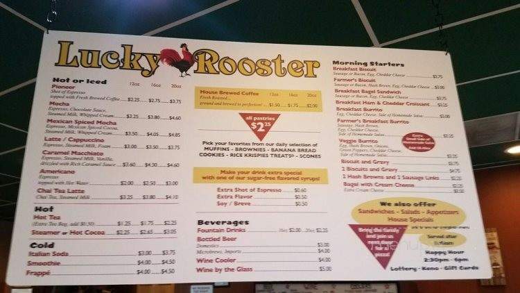Lucky Rooster Coffee Shop - Oregon City, OR menu_pic