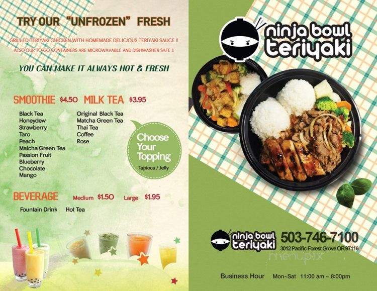 Ninja Bowl Teriyaki - Forest Grove, OR menu_pic